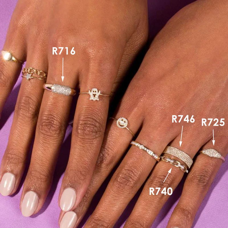 Dainty Minimalist Stacking Ring For Women Trend Cubic Zircon Gold Color Crystal Finger Accessories for Female Jewelry Gift R737 Dainty Minimalist Stacking Ring For Women Trend Cubic Zircon Gold Color Crystal Finger Accessories for Female Jewelry Gift R737