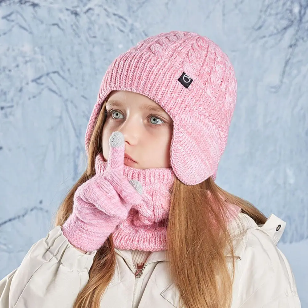 3Pcs/Set Solid Color Hat Scarf Gloves Set Earflap Winter Pullover Hat Warm Thickened Ear Protection Caps Streetwear 3Pcs/Set Solid Color Hat Scarf Gloves Set Earflap Winter Pullover Hat Warm Thickened Ear Protection Caps Streetwear KDBazar