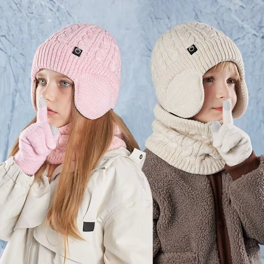 3Pcs/Set Solid Color Hat Scarf Gloves Set Earflap Winter Pullover Hat Warm Thickened Ear Protection Caps Streetwear 3Pcs/Set Solid Color Hat Scarf Gloves Set Earflap Winter Pullover Hat Warm Thickened Ear Protection Caps Streetwear KDBazar