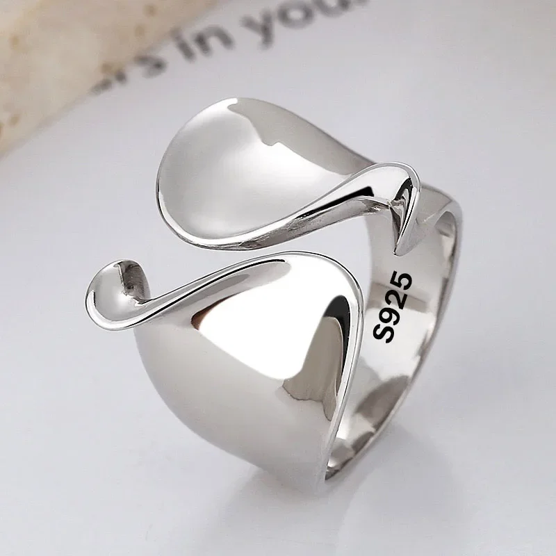 925 Sterling Silver Rings for Women Couple Minimalist Handmade Simple Big Open Ring Party Prevent Allergy Jewelry Holiday Gifts 925 Sterling Silver Rings for Women Couple Minimalist Handmade Simple Big Open Ring Party Prevent Allergy Jewelry Holiday Gifts KDBazar