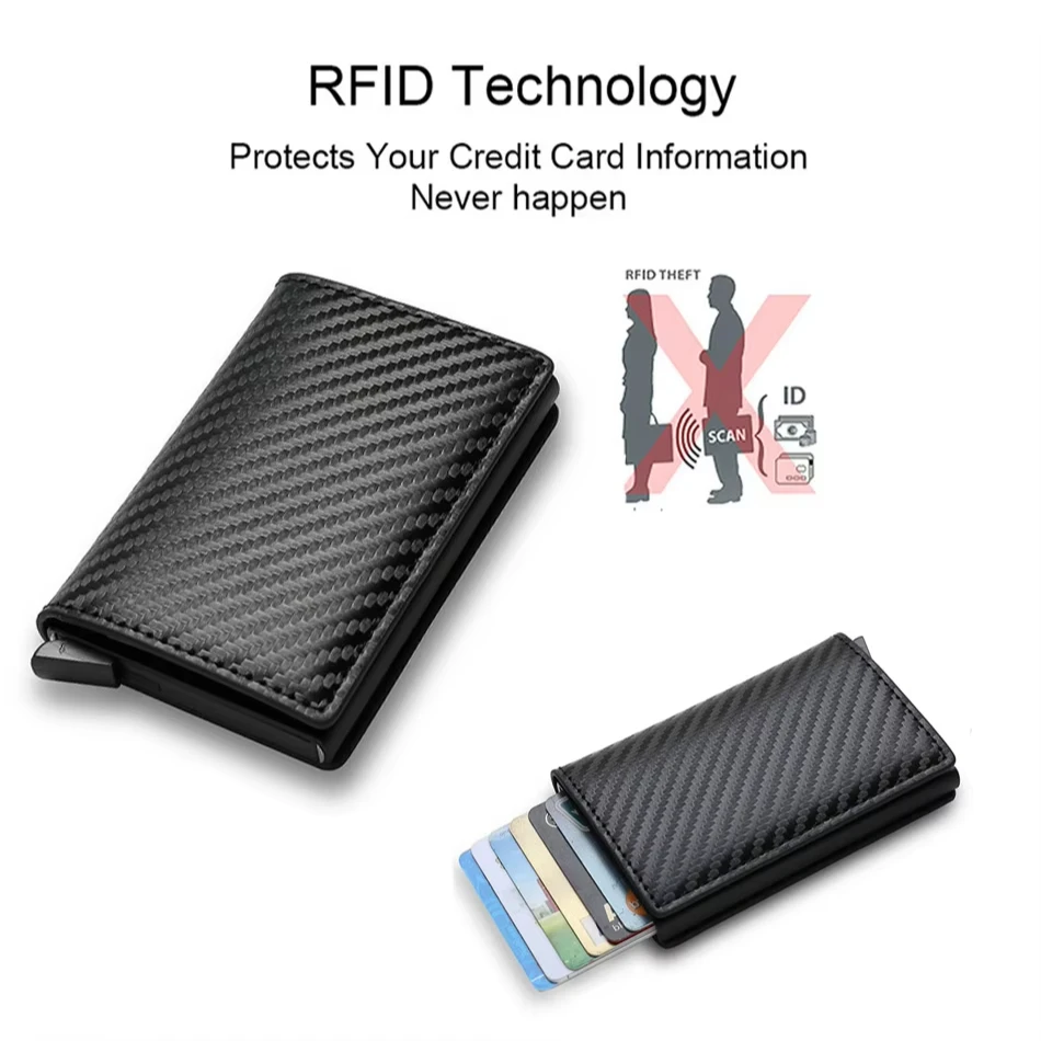 Anti Rfid Carbon Fiber ID Credit Card Holder Men Wallets Mini Automatic Pop up Bank Cardholder Case Minimalist Vallet Choice Anti Rfid Carbon Fiber ID Credit Card Holder Men Wallets Mini Automatic Pop up Bank Cardholder Case Minimalist Vallet Choice KDBazar