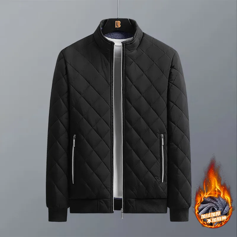 Autumn Winter Bomber Jacket Men Diamond Pattern Fleece Lined Casual Jacket Men Fashion Clothing 2023 Brand New Slim Fit Coat Autumn Winter Bomber Jacket Men Diamond Pattern Fleece Lined Casual Jacket Men Fashion Clothing 2023 Brand New Slim Fit Coat KDBazar