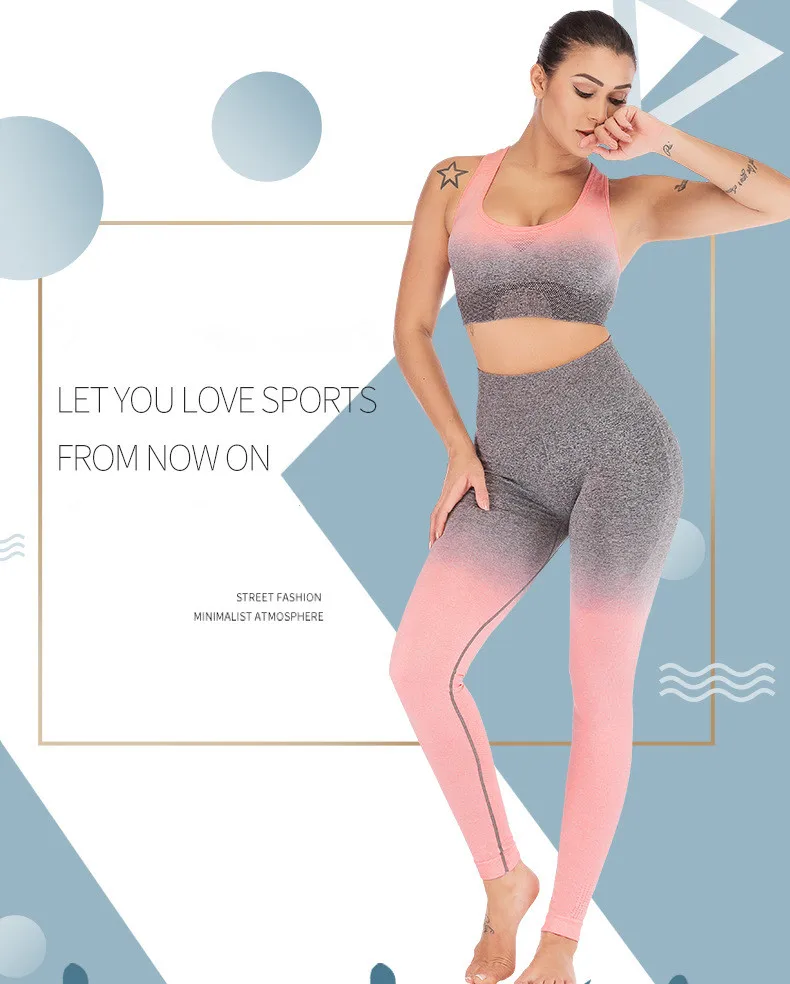 Colorful Leggings Outfit Set For Women Gradient Colorful Leggings Outfit Set For Women Gradient