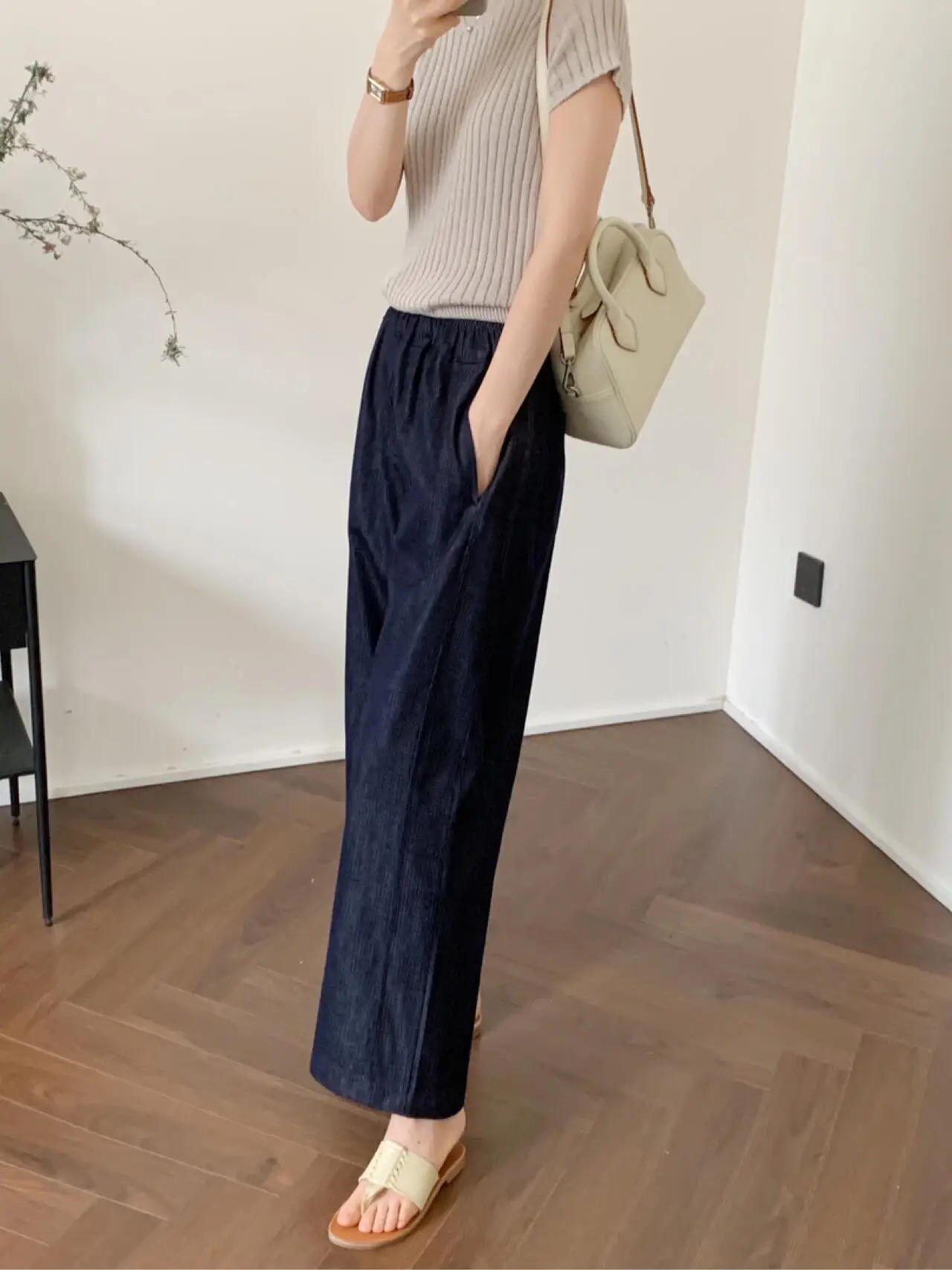 Deep Blue Linen Wide Leg Jeans – High Waist Casual Pants Pants Capris Deep Blue Linen Wide Leg Jeans - High Waist Casual Pants Pants Capris KDBazar