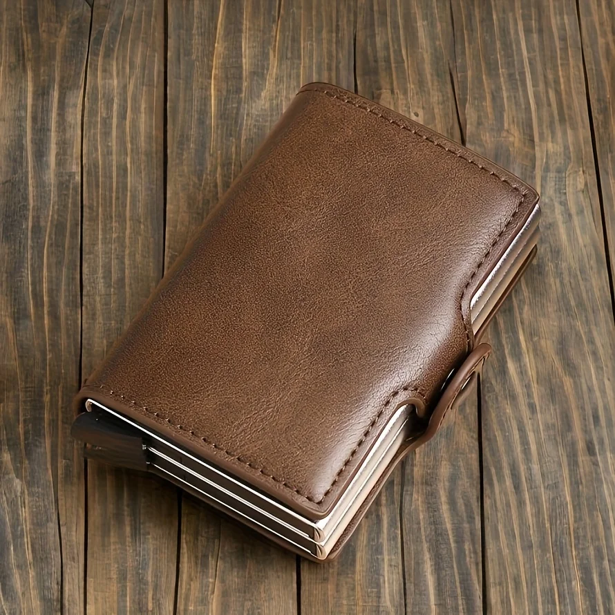 Double-Layer Aluminum Pop-Up RFID Blocking Card Holder Carbon Fiber Pattern PU Wallet Wear Men Accessory Gift for Father’s Day Double-Layer Aluminum Pop-Up RFID Blocking Card Holder Carbon Fiber Pattern PU Wallet Wear Men Accessory Gift for Father's Day KDBazar