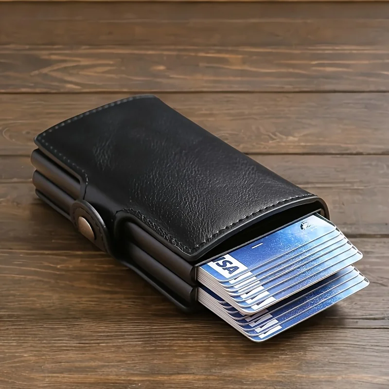 Double-Layer Aluminum Pop-Up RFID Blocking Card Holder Carbon Fiber Pattern PU Wallet Wear Men Accessory Gift for Father’s Day Double-Layer Aluminum Pop-Up RFID Blocking Card Holder Carbon Fiber Pattern PU Wallet Wear Men Accessory Gift for Father's Day KDBazar