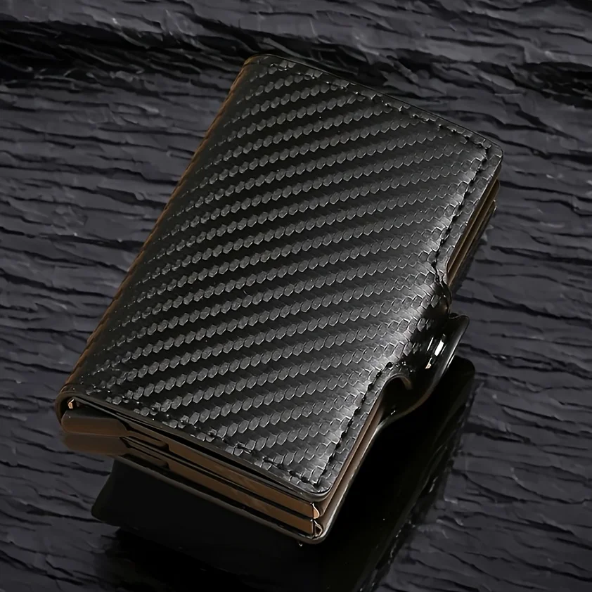 Double-Layer Aluminum Pop-Up RFID Blocking Card Holder Carbon Fiber Pattern PU Wallet Wear Men Accessory Gift for Father’s Day Double-Layer Aluminum Pop-Up RFID Blocking Card Holder Carbon Fiber Pattern PU Wallet Wear Men Accessory Gift for Father's Day KDBazar