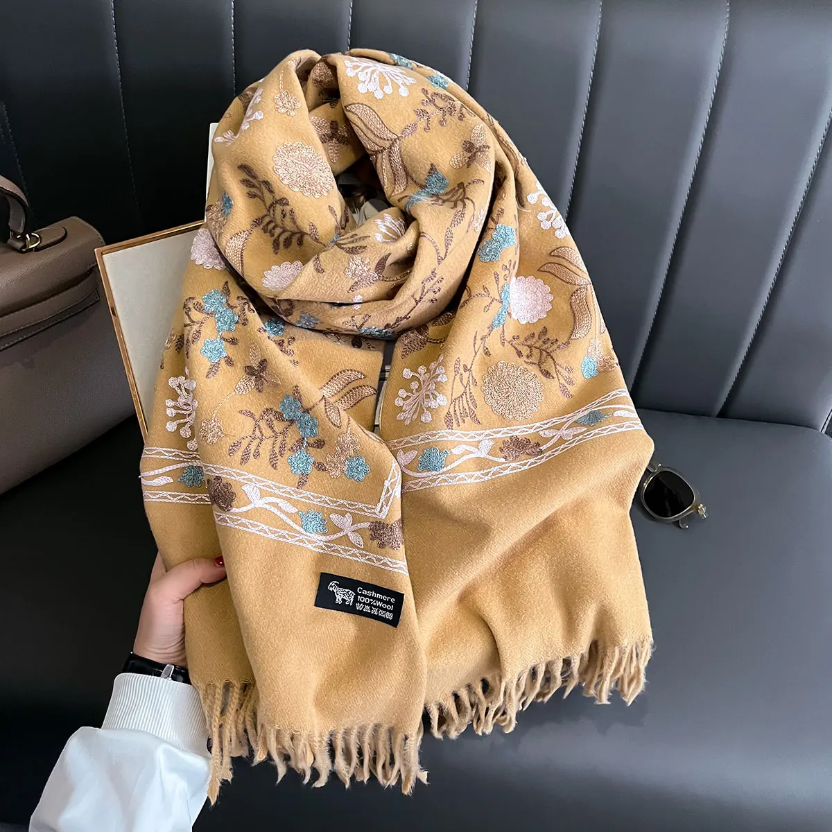 Embroidered Floral Pashmina Scarf – Winter Wrap Shawl Scarves Embroidered Floral Pashmina Scarf - Winter Wrap Shawl Scarves KDBazar