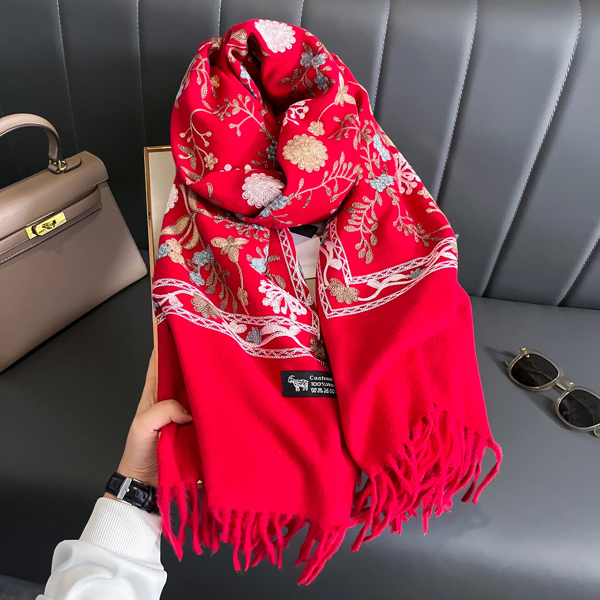 Embroidered Floral Pashmina Scarf – Winter Wrap Shawl Scarves Embroidered Floral Pashmina Scarf - Winter Wrap Shawl Scarves KDBazar