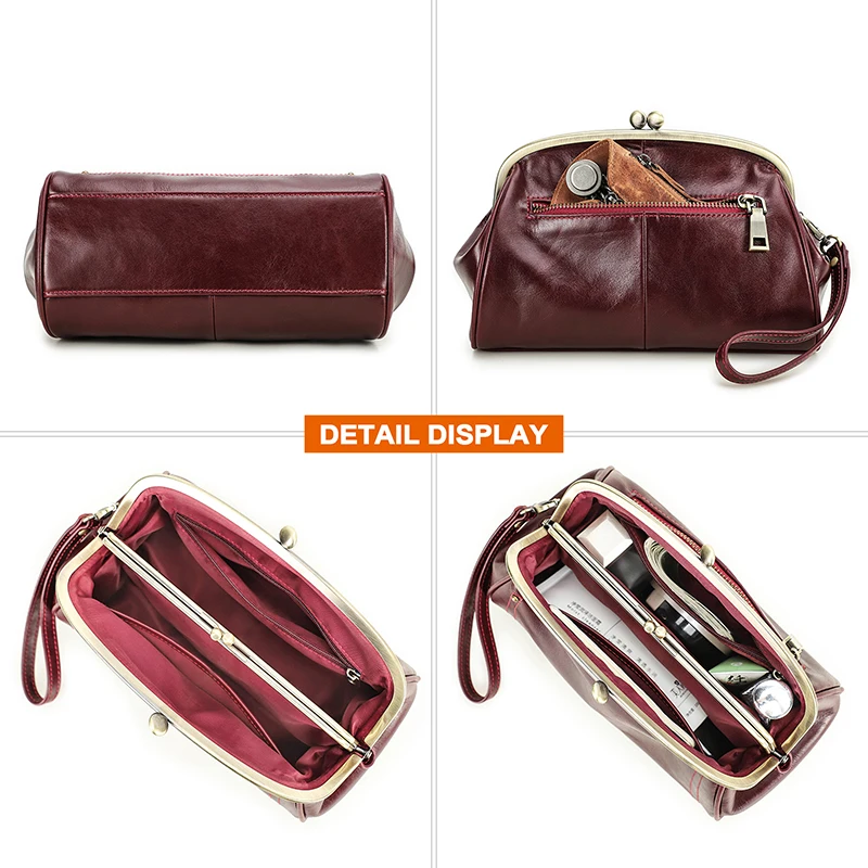 Genuine Leather Women Clutch Wallet Kiss Lock Design Luxury Female Purse Handbag Large Capacity Long Wallet Bag Phone Pocket Genuine Leather Women Clutch Wallet Kiss Lock Design Luxury Female Purse Handbag Large Capacity Long Wallet Bag Phone Pocket KDBazar
