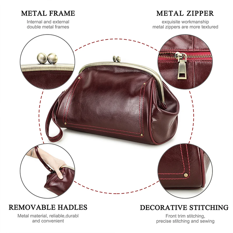 Genuine Leather Women Clutch Wallet Kiss Lock Design Luxury Female Purse Handbag Large Capacity Long Wallet Bag Phone Pocket Genuine Leather Women Clutch Wallet Kiss Lock Design Luxury Female Purse Handbag Large Capacity Long Wallet Bag Phone Pocket KDBazar