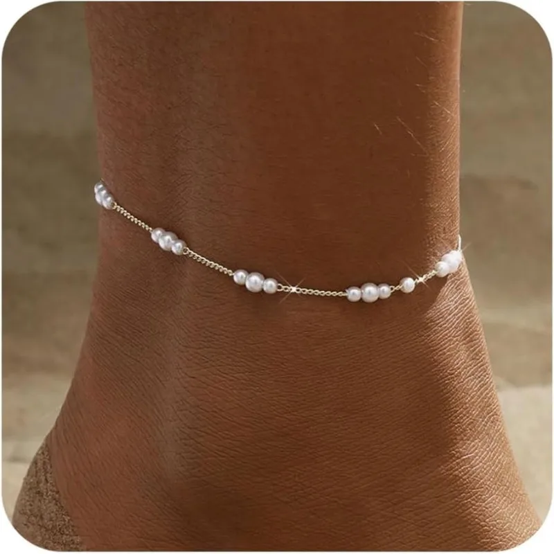 Gold/Silver Ankle Bracelets for Women,14K Gold Plated Tiny Pearl Beads Ayered Anklet Summer Foot Jewelry Gold/Silver Ankle Bracelets for Women,14K Gold Plated Tiny Pearl Beads Ayered Anklet Summer Foot Jewelry KDBazar