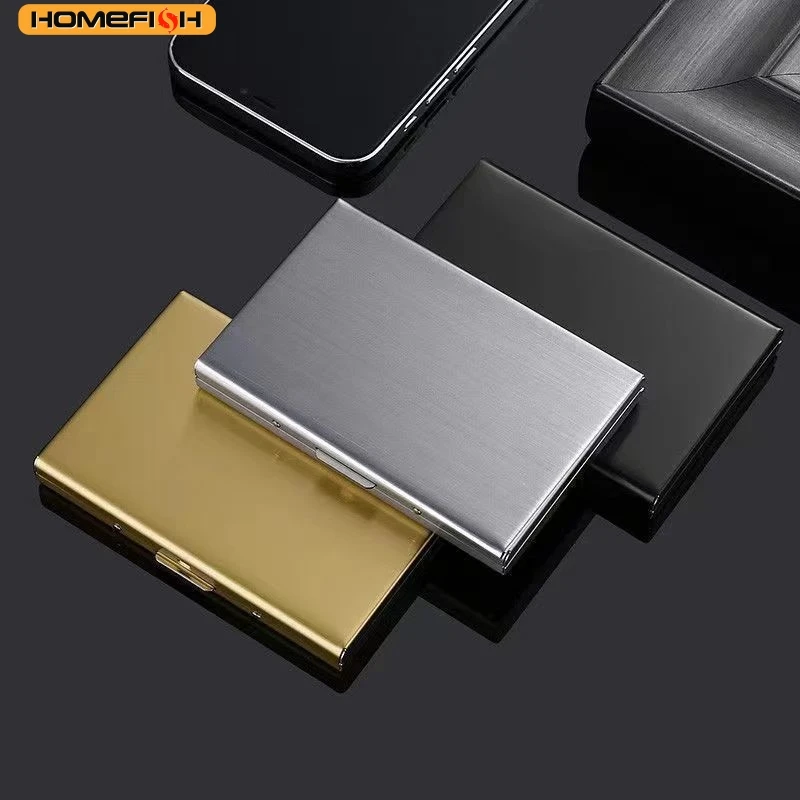 HOMEFISH RFID Blocking Stainless Steel Business Card Holder – Slim Metal ID Card Case with 6 Slots HOMEFISH RFID Blocking Stainless Steel Business Card Holder - Slim Metal ID Card Case with 6 Slots KDBazar