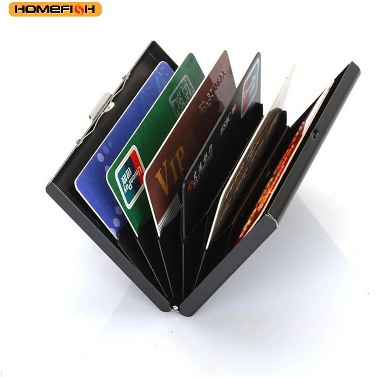 HOMEFISH RFID Blocking Stainless Steel Business Card Holder – Slim Metal ID Card Case with 6 Slots HOMEFISH RFID Blocking Stainless Steel Business Card Holder - Slim Metal ID Card Case with 6 Slots KDBazar