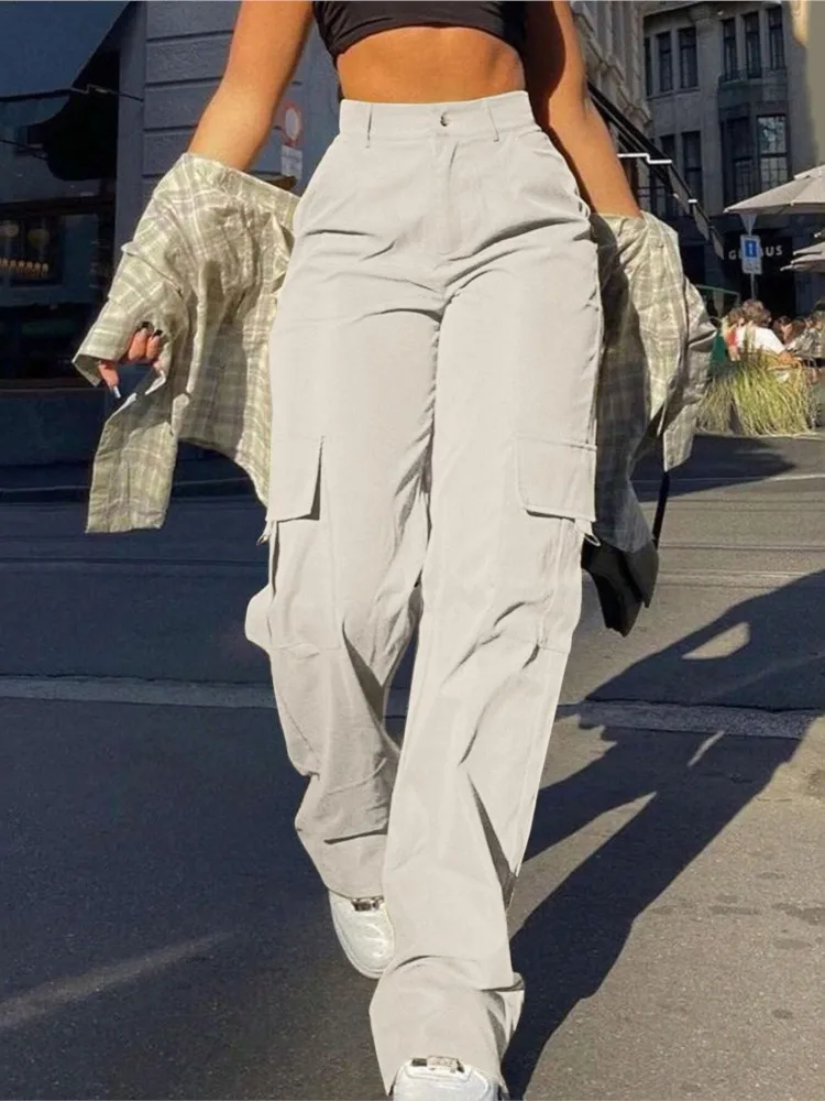 High Waist Cargo Trousers – Wide Leg Utility Pants with Pockets Trousers High Waist Cargo Trousers – Wide Leg Utility Pants with Pockets Trousers KDBazar
