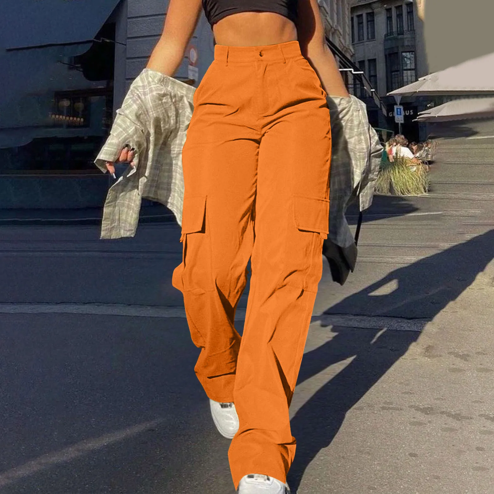 High Waist Cargo Trousers – Wide Leg Utility Pants with Pockets Trousers High Waist Cargo Trousers – Wide Leg Utility Pants with Pockets Trousers KDBazar