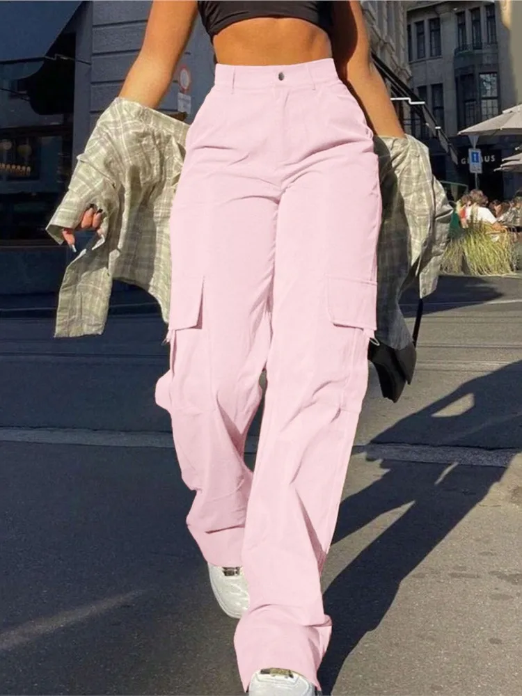 High Waist Cargo Trousers – Wide Leg Utility Pants with Pockets Trousers High Waist Cargo Trousers – Wide Leg Utility Pants with Pockets Trousers KDBazar