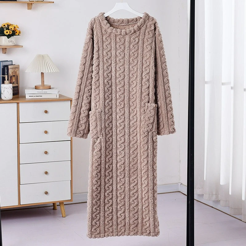 Jacquard Coral Fleece Robe – Mid-Length Warm Flannel Homewear Robes Jacquard Coral Fleece Robe – Mid-Length Warm Flannel Homewear Robes KDBazar