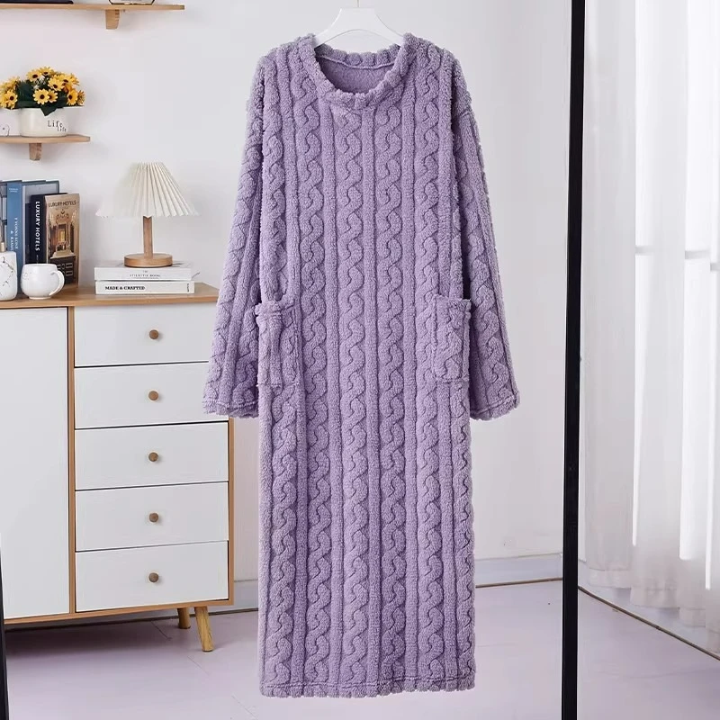 Jacquard Coral Fleece Robe – Mid-Length Warm Flannel Homewear Robes Jacquard Coral Fleece Robe – Mid-Length Warm Flannel Homewear Robes KDBazar