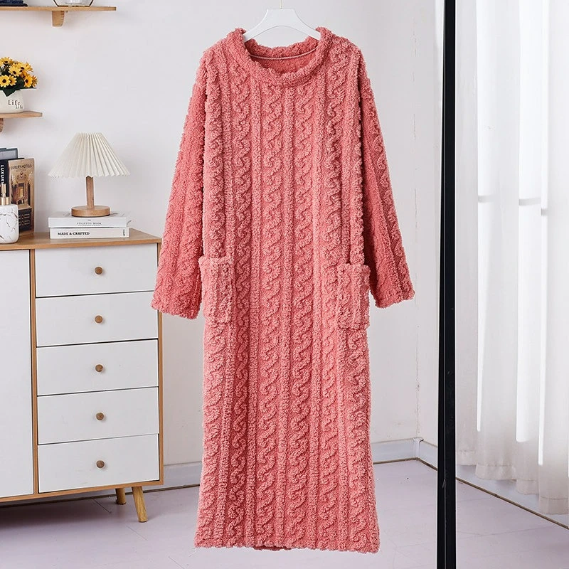 Jacquard Coral Fleece Robe – Mid-Length Warm Flannel Homewear Robes Jacquard Coral Fleece Robe – Mid-Length Warm Flannel Homewear Robes KDBazar