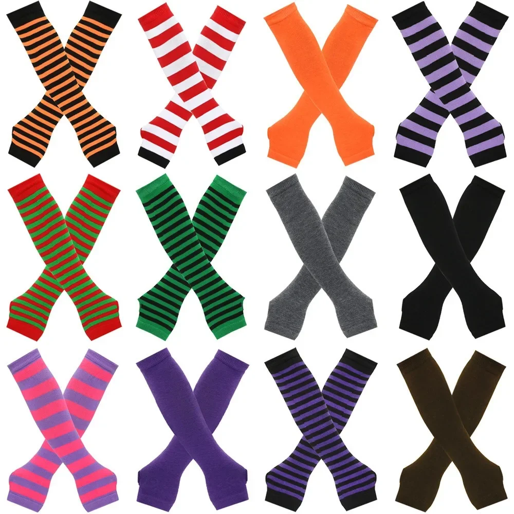 Knit Fingerless Elbow Gloves – Striped Arm Warmers Gloves Knit Fingerless Elbow Gloves – Striped Arm Warmers Gloves KDBazar