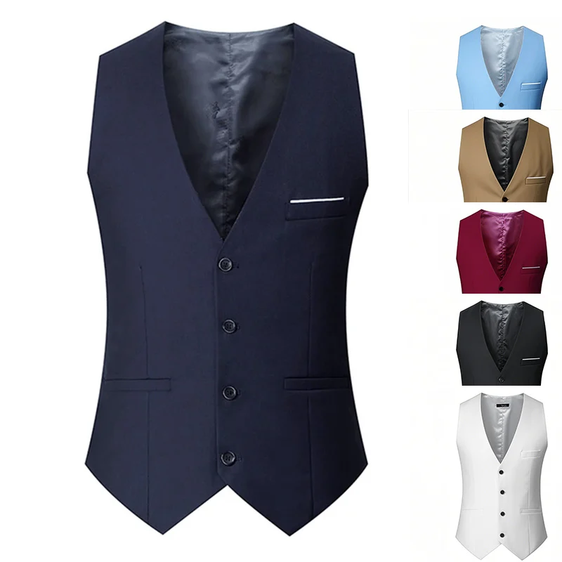 M-7XL Spring/summer Man Suit Vest Sleeveless Vest with Adjustable Waist Single Breasted Solid Color Business Suit Vest Wedding M-7XL Spring/summer Man Suit Vest Sleeveless Vest with Adjustable Waist Single Breasted Solid Color Business Suit Vest Wedding KDBazar