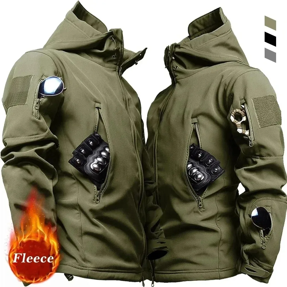 Men’s Hooded Casual Military Outdoor Utility Jacket Fashion Sharkskin Soft-Shell Tactical Waterproof Combat Bomber Jacket Men's Hooded Casual Military Outdoor Utility Jacket Fashion Sharkskin Soft-Shell Tactical Waterproof Combat Bomber Jacket KDBazar