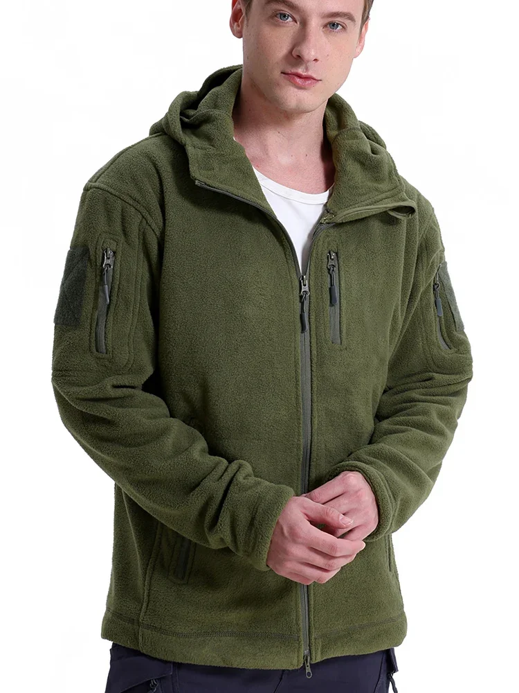 Men's Hunting Fleece Jacket - Tactical Full-Zip Multi-Pocket Coat