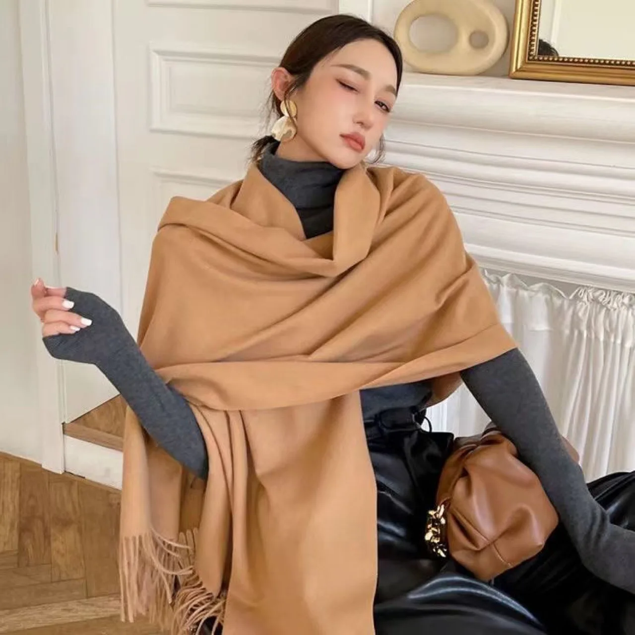 Oversized Cashmere-Feel Wrap Scarf – Soft Solid Color Shawl Scarves Oversized Cashmere-Feel Wrap Scarf - Soft Solid Color Shawl Scarves KDBazar
