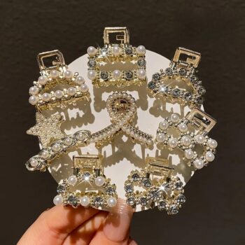Pearl Hair Clips Set 8-Piece Rhinestone Claw Clip Collection