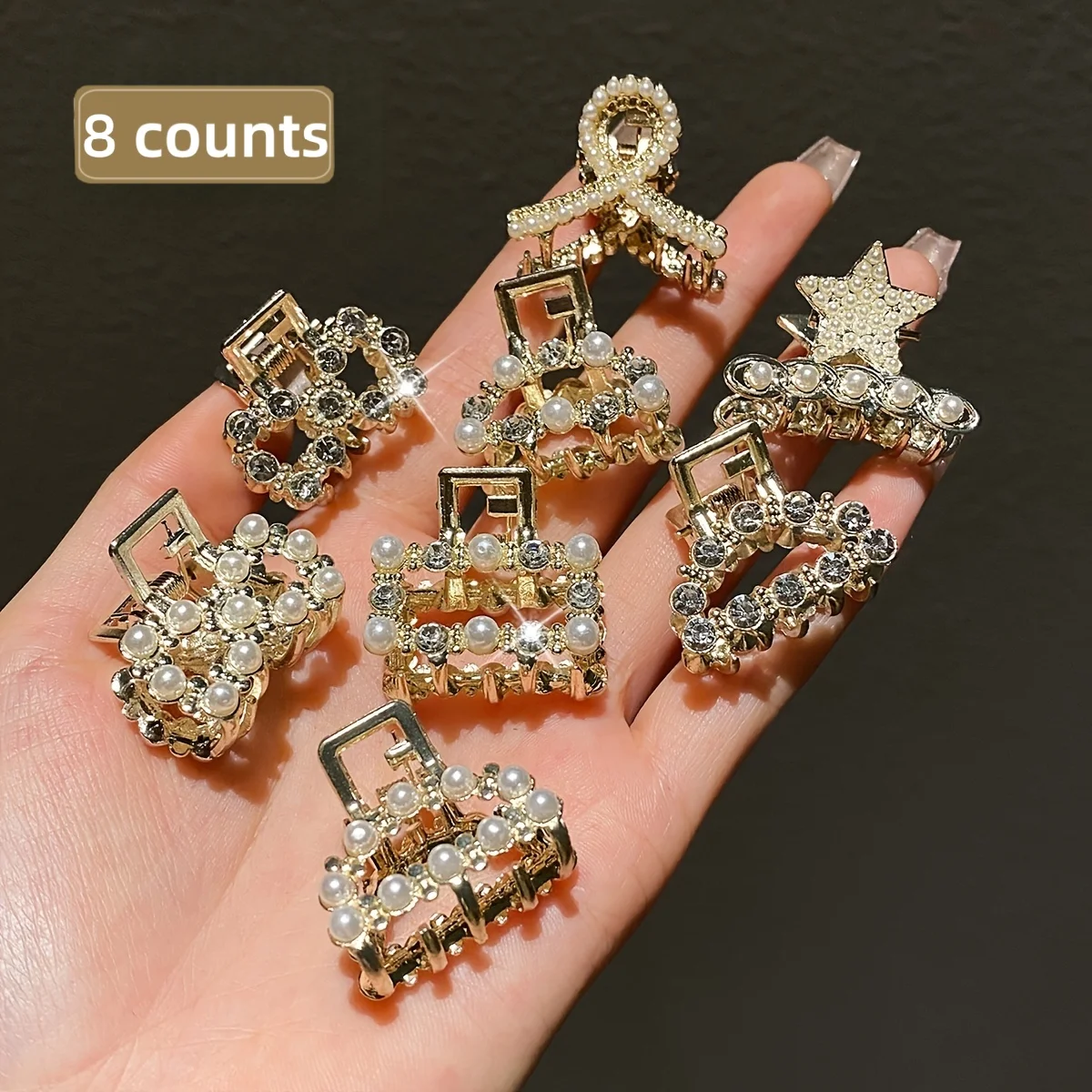 Pearl Hair Clips Set – 8-Piece Rhinestone Claw Clip Collection Hair Accessories Pearl Hair Clips Set – 8-Piece Rhinestone Claw Clip Collection Hair Accessories KDBazar