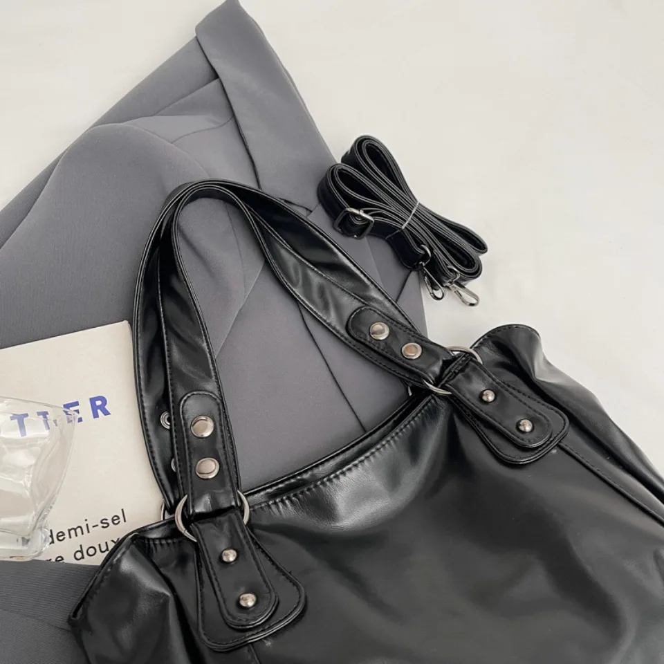 Retro Large Capacity PU Shoulder Bag for Women, Classic Solid Color Crossbody Tote Bag with Roomy Style Retro Large Capacity PU Shoulder Bag for Women, Classic Solid Color Crossbody Tote Bag with Roomy Style