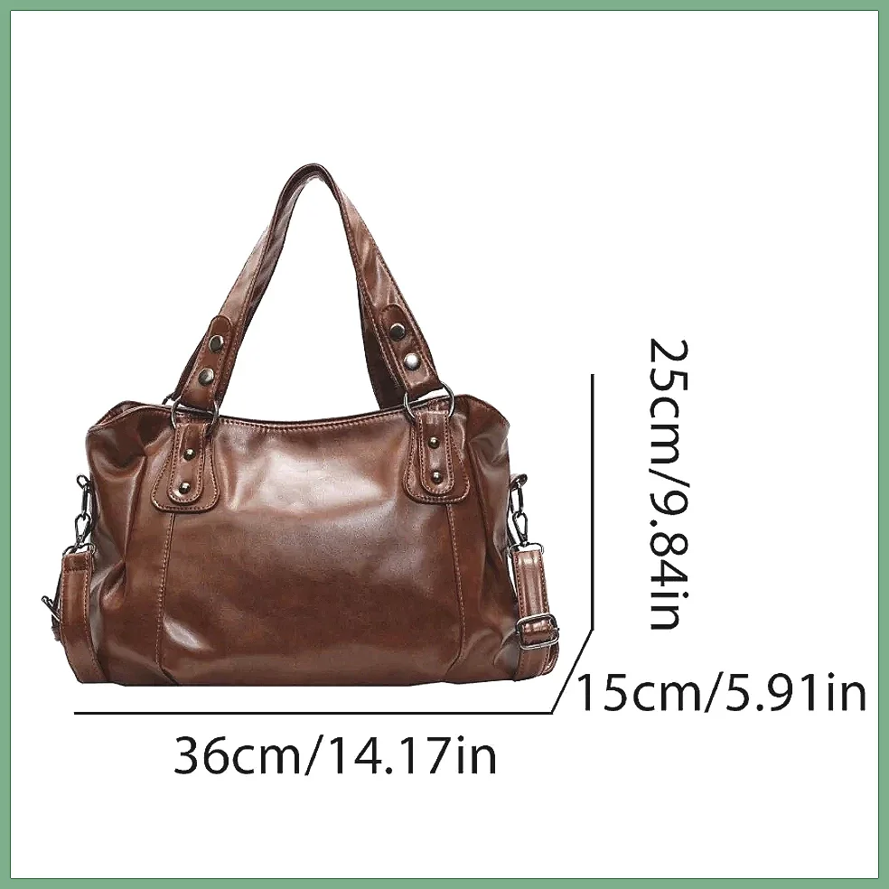 Retro Large Capacity PU Shoulder Bag for Women, Classic Solid Color Crossbody Tote Bag with Roomy Style Retro Large Capacity PU Shoulder Bag for Women, Classic Solid Color Crossbody Tote Bag with Roomy Style KDBazar
