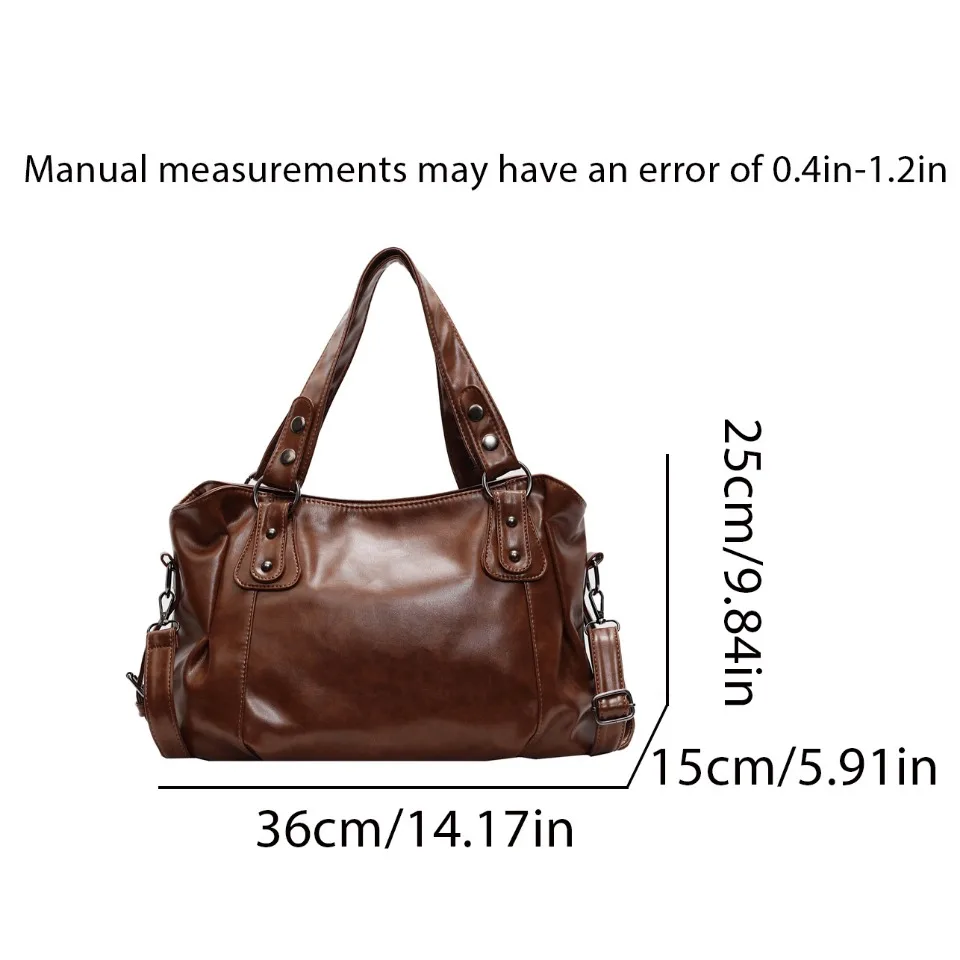 Retro Large Capacity PU Shoulder Bag for Women, Classic Solid Color Crossbody Tote Bag with Roomy Style Retro Large Capacity PU Shoulder Bag for Women, Classic Solid Color Crossbody Tote Bag with Roomy Style