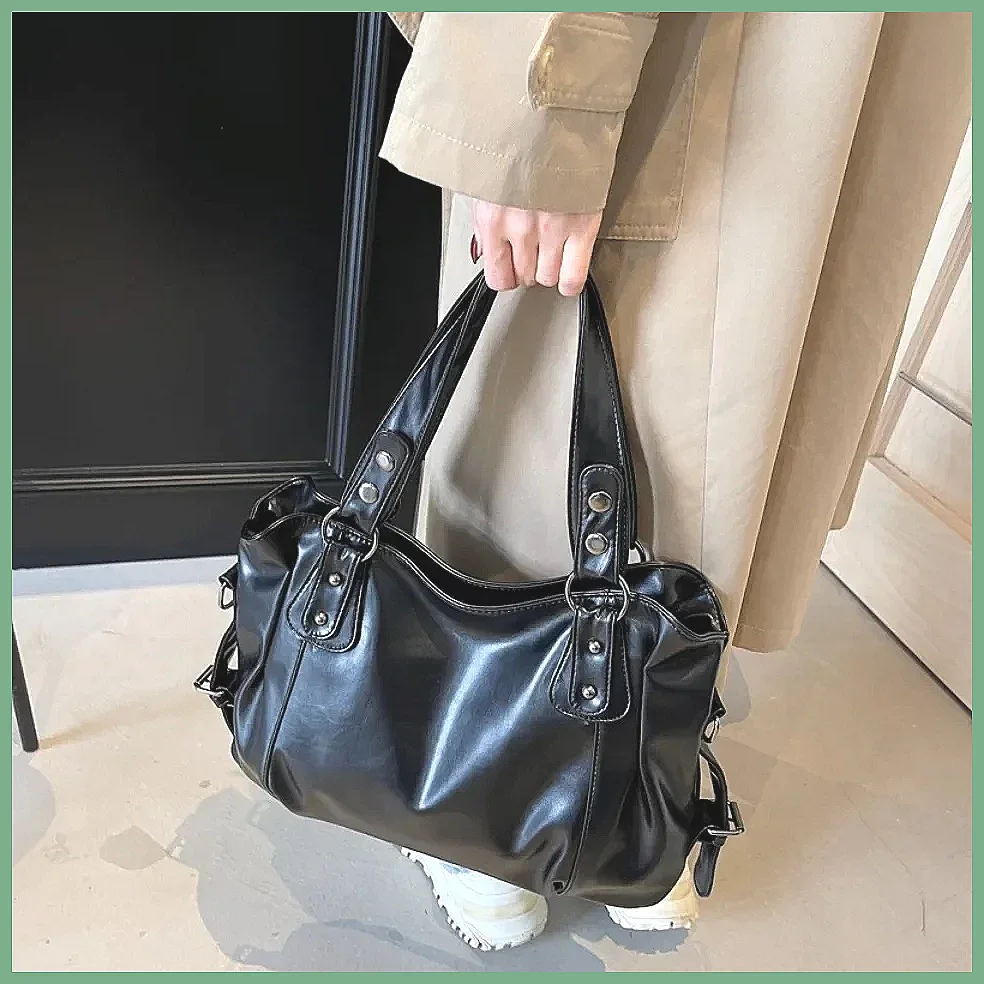 Retro Large Capacity PU Shoulder Bag for Women, Classic Solid Color Crossbody Tote Bag with Roomy Style Retro Large Capacity PU Shoulder Bag for Women, Classic Solid Color Crossbody Tote Bag with Roomy Style KDBazar