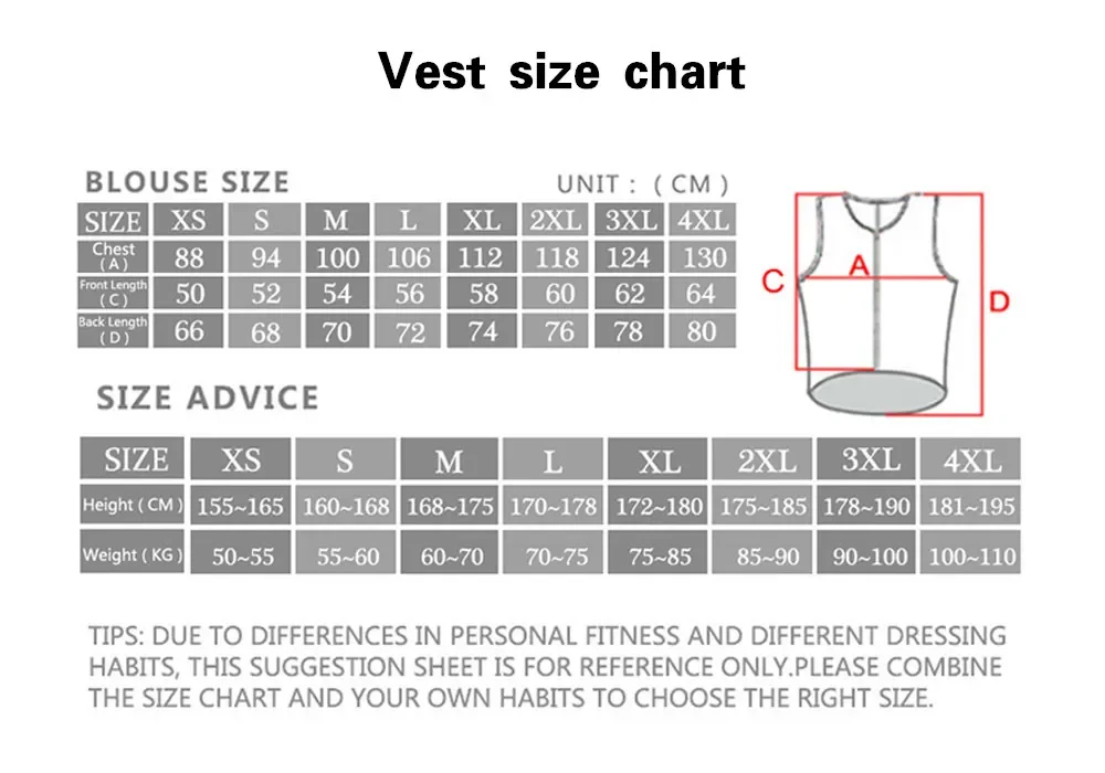 Windproof cycling jersey vest front view
