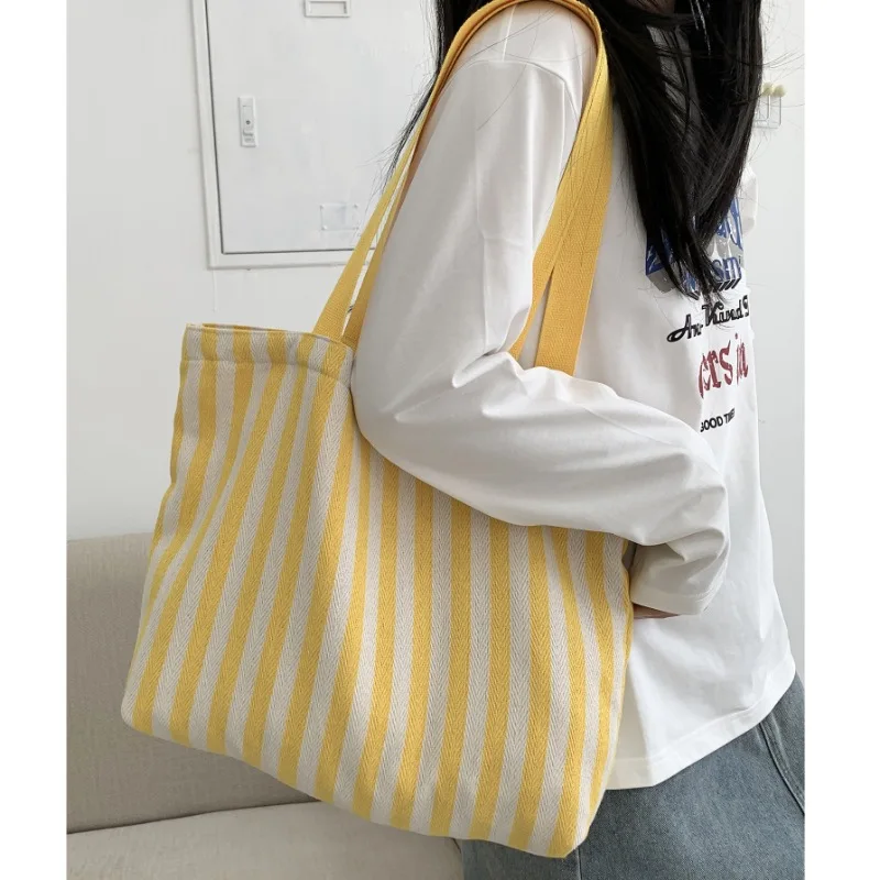Simple Striped Women’s Canvas Casual Shoulder Bags Fashion Large Capacity Ladies Tote Handbags Female Daily Shopping Bags Simple Striped Women's Canvas Casual Shoulder Bags Fashion Large Capacity Ladies Tote Handbags Female Daily Shopping Bags KDBazar