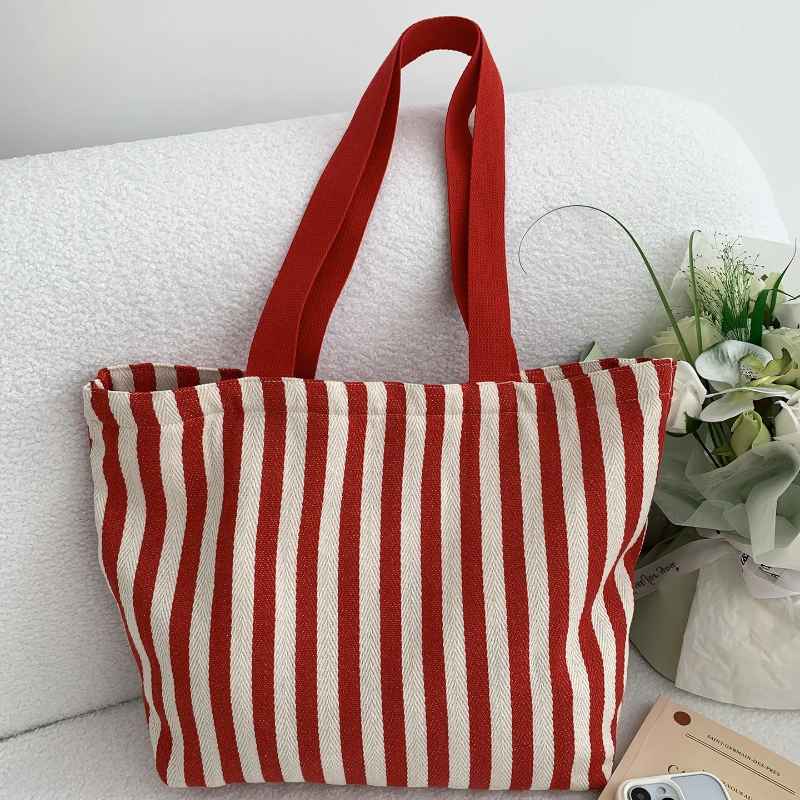 Simple Striped Women’s Canvas Casual Shoulder Bags Fashion Large Capacity Ladies Tote Handbags Female Daily Shopping Bags Simple Striped Women's Canvas Casual Shoulder Bags Fashion Large Capacity Ladies Tote Handbags Female Daily Shopping Bags KDBazar