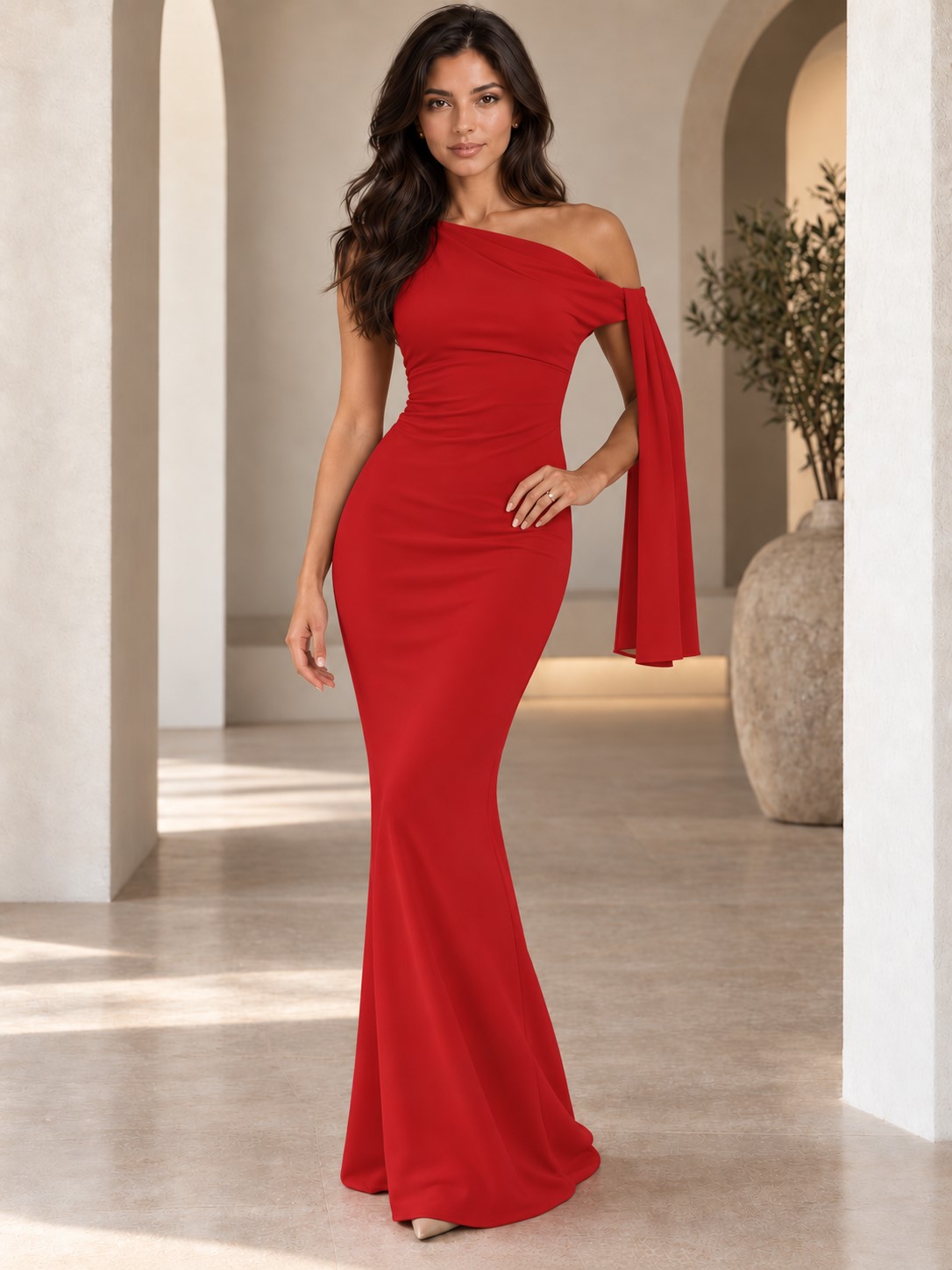 Sleeveless Draped One-Shoulder Bodycon Maxi Dress – Elegant Evening & Party Gown Maxi Dresses Sleeveless Draped One-Shoulder Bodycon Maxi Dress - Elegant Evening & Party Gown Maxi Dresses KDBazar