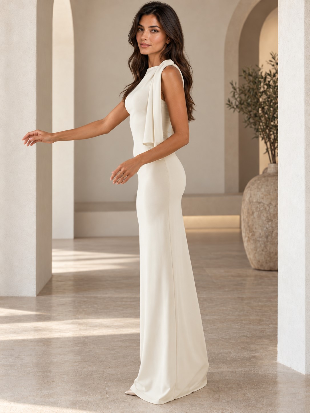 Sleeveless Draped One-Shoulder Bodycon Maxi Dress – Elegant Evening & Party Gown Maxi Dresses Sleeveless Draped One-Shoulder Bodycon Maxi Dress - Elegant Evening & Party Gown Maxi Dresses KDBazar