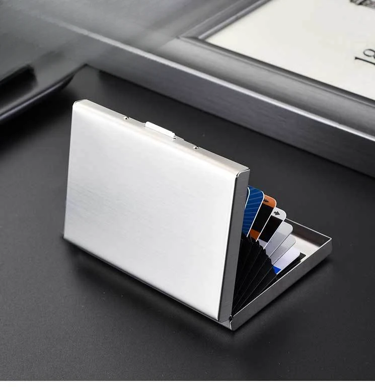 RFID Card Holder in stainless steel - front view