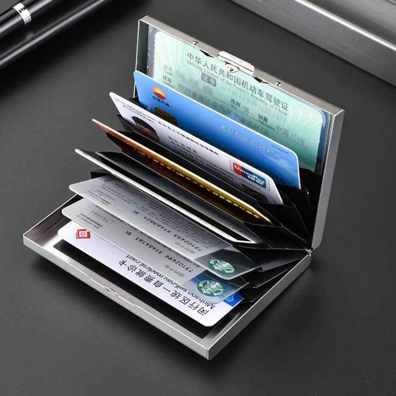 Stainless Steel RFID Anti-Theft Card Holder, Ultra Thin Anti-Demagnetization Metal Wallet, Portable Credit Purse for Men Women Stainless Steel RFID Anti-Theft Card Holder, Ultra Thin Anti-Demagnetization Metal Wallet, Portable Credit Purse for Men Women KDBazar