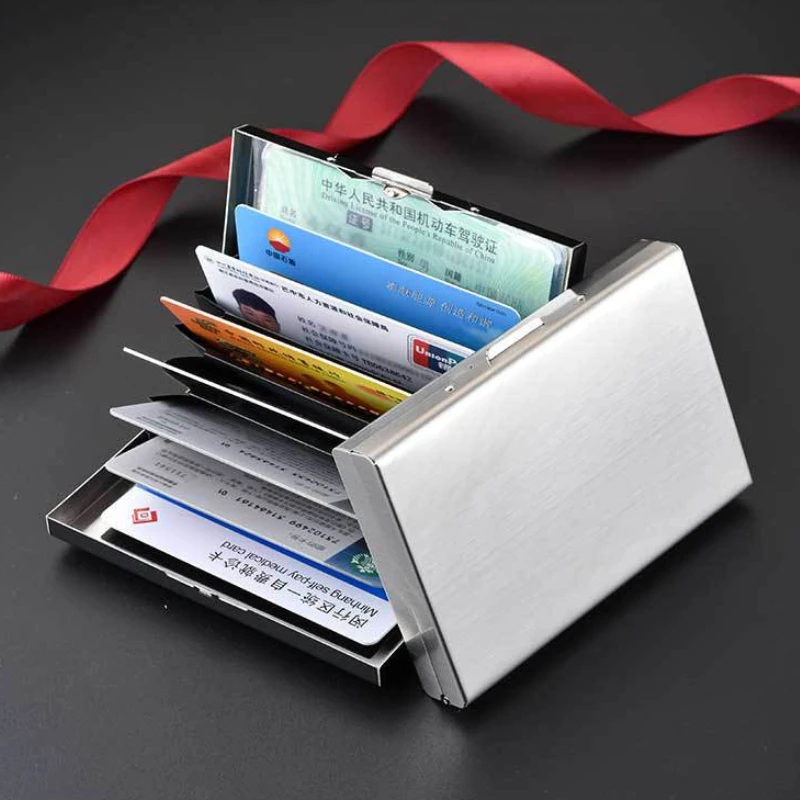 Stainless Steel RFID Anti-Theft Card Holder, Ultra Thin Anti-Demagnetization Metal Wallet, Portable Credit Purse for Men Women Stainless Steel RFID Anti-Theft Card Holder, Ultra Thin Anti-Demagnetization Metal Wallet, Portable Credit Purse for Men Women KDBazar