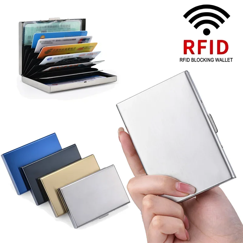 Stainless Steel RFID Anti-Theft Card Holder, Ultra Thin Anti-Demagnetization Metal Wallet, Portable Credit Purse for Men Women Stainless Steel RFID Anti-Theft Card Holder, Ultra Thin Anti-Demagnetization Metal Wallet, Portable Credit Purse for Men Women KDBazar