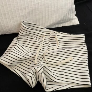 Striped Off-Shoulder Pajama Set Long Sleeve Loungewear