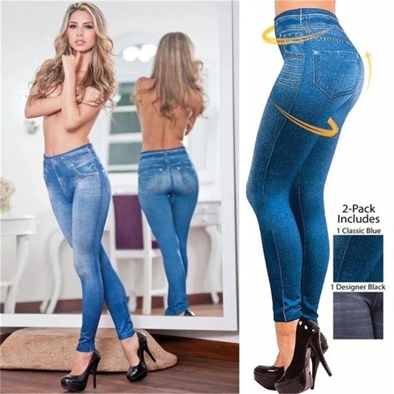 Ultra High Stretch Denim Inspired Leggings for Women High Waist Slim Fit Lifted Buttocks Tight Pants for Women Ultra High Stretch Denim Inspired Leggings for Women High Waist Slim Fit Lifted Buttocks Tight Pants for Women KDBazar