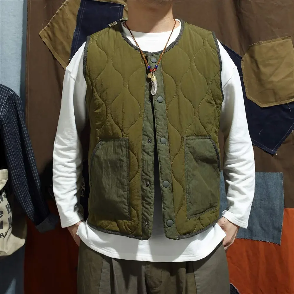 Vintage Cotton Padded Vest Mens Sleeveless Quilted Jacket Thick Warm Casual Working Outerwear Men Autumn Winter Vintage Cotton Padded Vest Mens Sleeveless Quilted Jacket Thick Warm Casual Working Outerwear Men Autumn Winter KDBazar