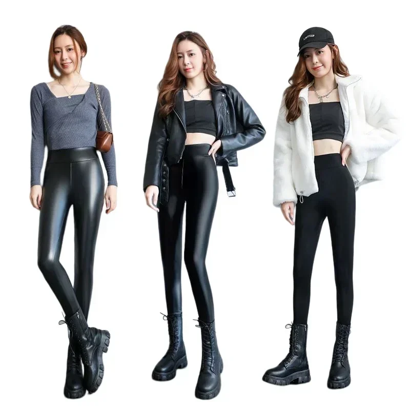 Winter Warm PU Leather Leggings Women Leather Pantalones High Waist Thermal Tights Stretchy Pants Winter Fleece Lined Trousers Winter Warm PU Leather Leggings Women Leather Pantalones High Waist Thermal Tights Stretchy Pants Winter Fleece Lined Trousers KDBazar