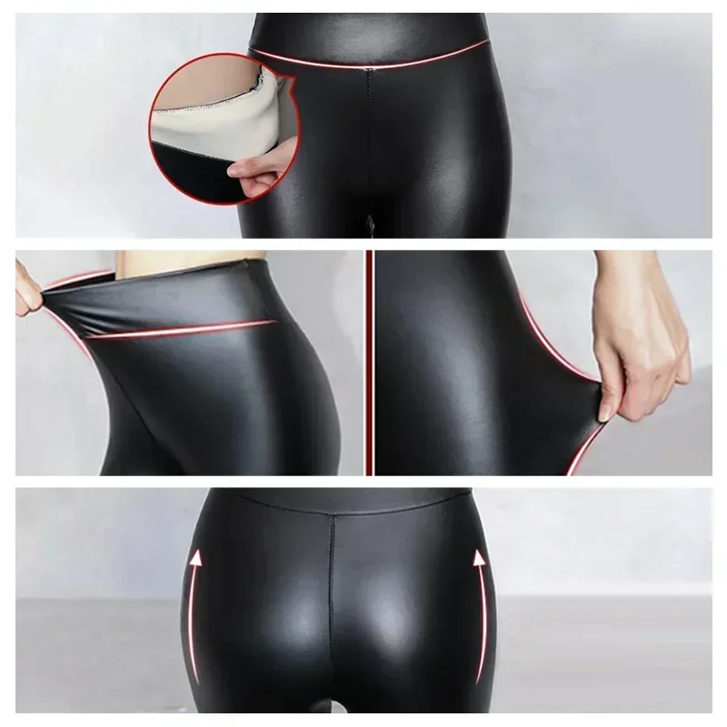 Winter Warm PU Leather Leggings Women Leather Pantalones High Waist Thermal Tights Stretchy Pants Winter Fleece Lined Trousers Winter Warm PU Leather Leggings Women Leather Pantalones High Waist Thermal Tights Stretchy Pants Winter Fleece Lined Trousers KDBazar