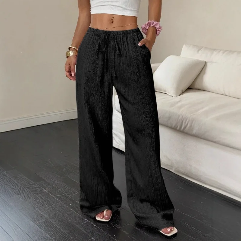 Women Elastic Waist Pocket Wide Leg Pants Summer Fashion Lace Up Loose Beachwear Full Trousers LRFZ-GH99306 Jeans, Pants & Skirts Trousers Women’s Fashion Women Elastic Waist Pocket Wide Leg Pants Summer Fashion Lace Up Loose Beachwear Full Trousers LRFZ-GH99306 Jeans, Pants & Skirts Trousers Women's Fashion KDBazar